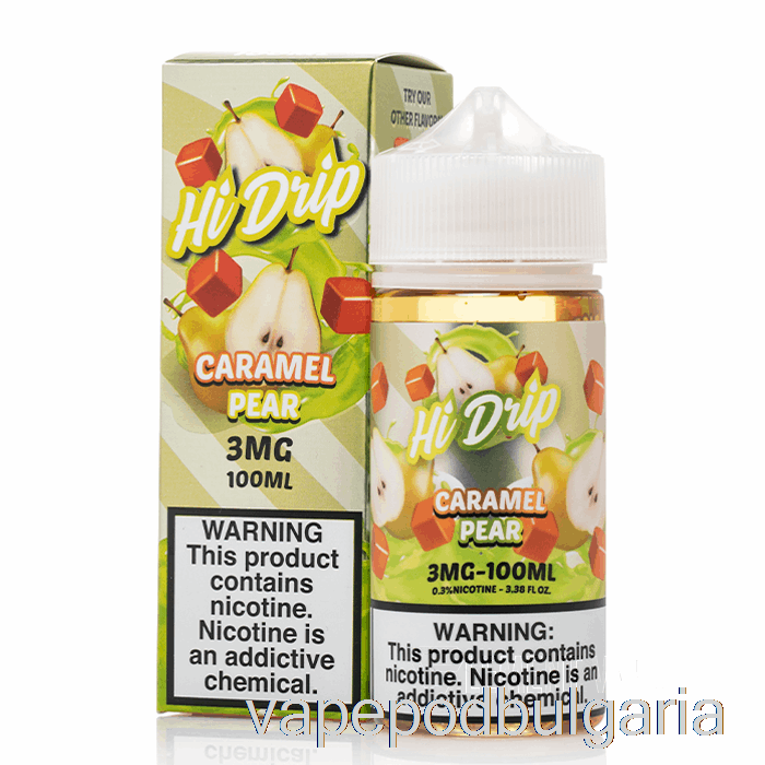 Vape 10000 Дръпки Caramel Pear - Hi-drip E-liquids - 100ml 0mg